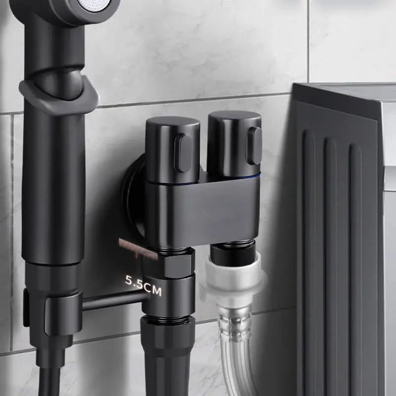 Rynx | Double control valve made of brass – Water supply with matte black finish