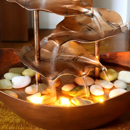 Rynx | Aquaura - Table Fountain with LED lights made of soothing leaves