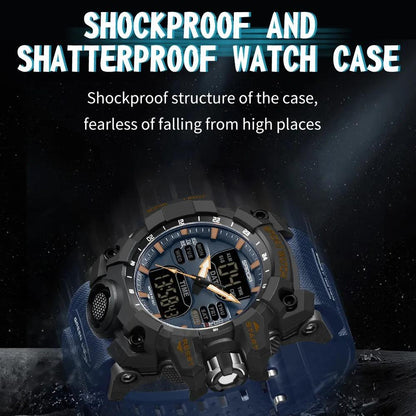 Rynx | Dual Display Sports Watch for Men - Waterproof, Shock Resistant with Multifunctional Digital Display