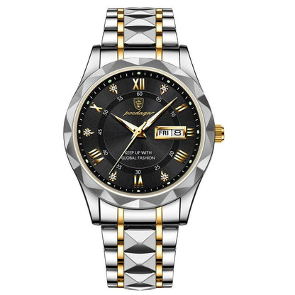 Rynx | Luxury Stainless Steel Quartz Men's Watch with Luminous Date Week Display