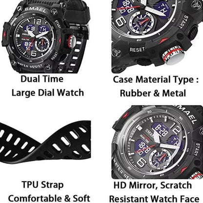 Rynx | Men's waterproof sports wristwatch with date and multifunction LED alarm stopwatch
