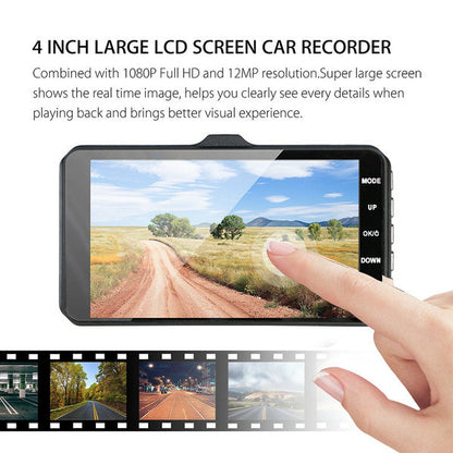 Rynx | A6T 4-inch 170° Wide Angle Full HD 1080P Car DVR Dual Lens Dash Cam Rear Camera Video Recorder with Touch Screen