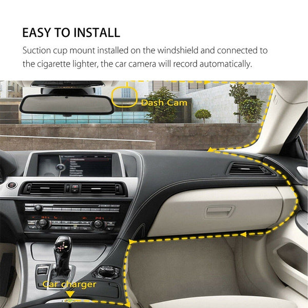 Rynx | A6T 4-inch 170° Wide Angle Full HD 1080P Car DVR Dual Lens Dash Cam Rear Camera Video Recorder with Touch Screen