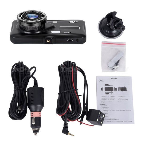 Rynx | A6T 4-inch 170° Wide Angle Full HD 1080P Car DVR Dual Lens Dash Cam Rear Camera Video Recorder with Touch Screen