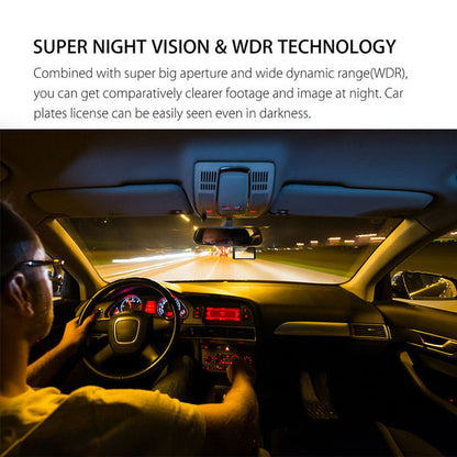 Rynx | A6T 4-inch 170° Wide Angle Full HD 1080P Car DVR Dual Lens Dash Cam Rear Camera Video Recorder with Touch Screen