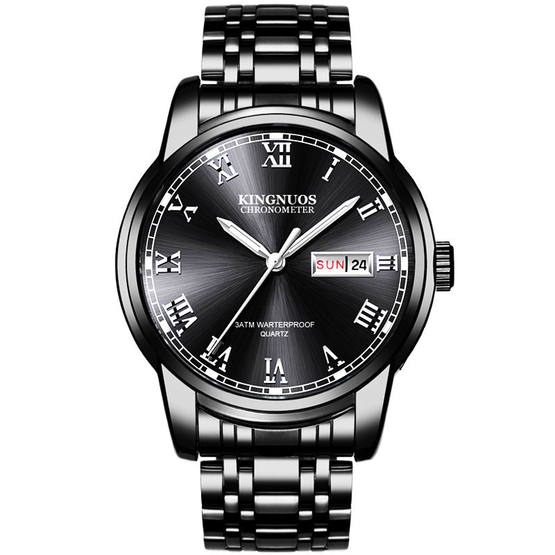 Rynx | Transnational Hot Double Calendar Steel Belt Watch Business Non-mechanical