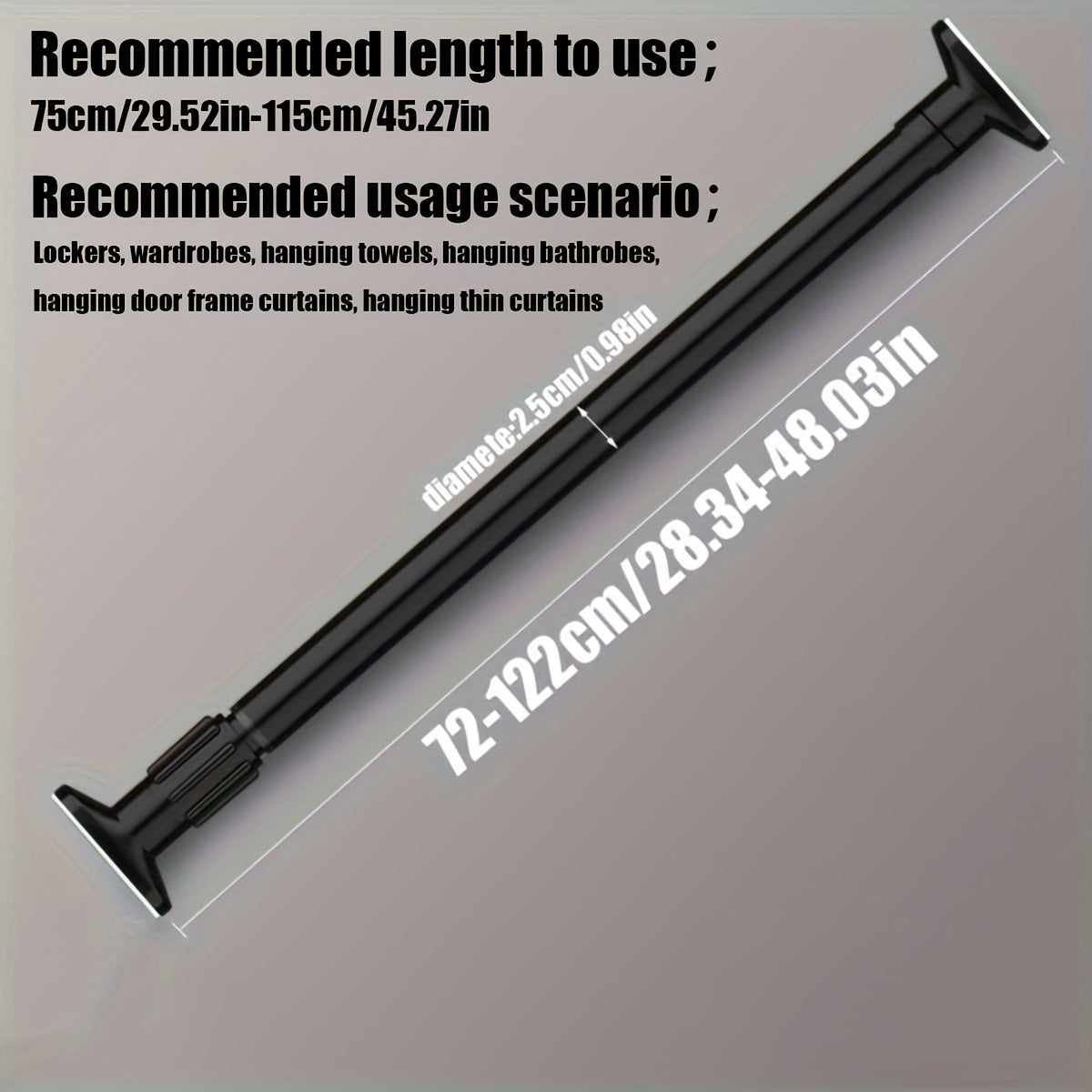 Rynx | Adjustable Tension Curtain Rod - Heavy-Duty, No-Drill Extendable Rod for Shower, Closet, Window, Towel Rack - Metal and Plastic Home Accessory