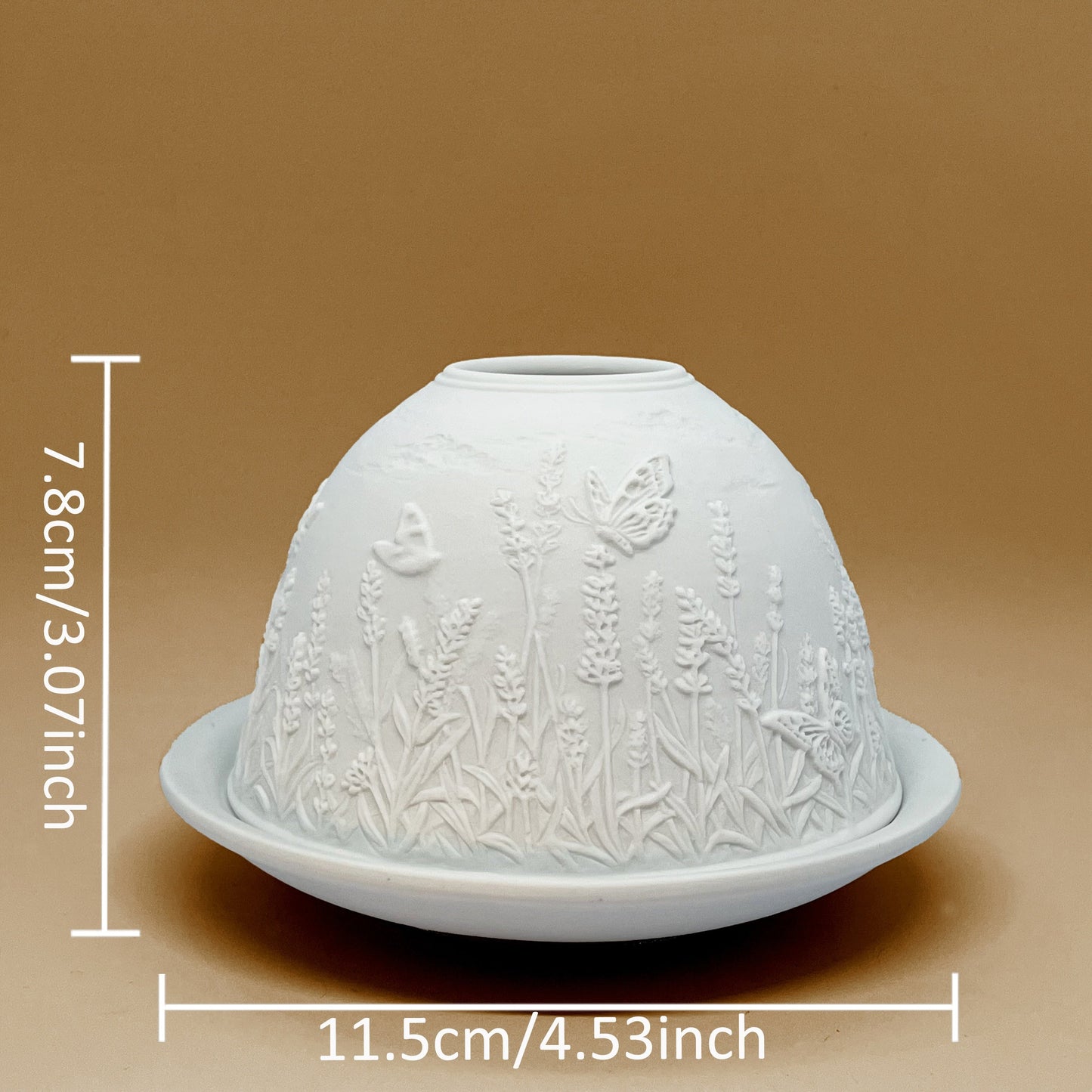 Rynx | Porcelain Tealight Holder Set - Lavender Butterfly Design, 3D Candle Holder for Living Room and Dining Table Decoration