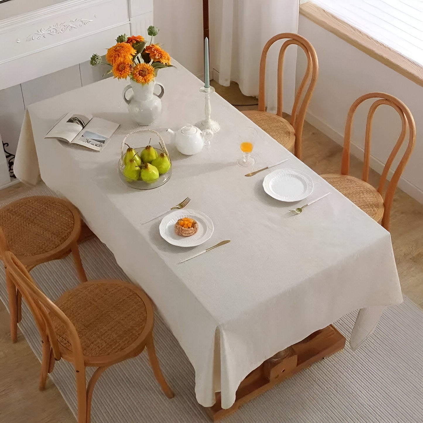 Rynx | Linen Cotton Washable Tablecloth – Elegant Linen Fabric for Weddings, Home Parties and Dinner Banquets