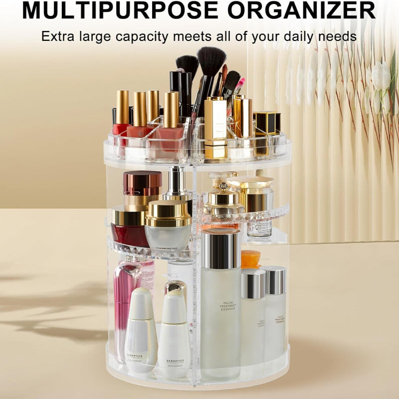 Rynx | 360° rotating makeup dispenser, adjustable cosmetic storage with 8 layers