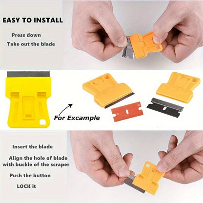 Rynx | 2pcs Mini Razor Blades Scraper - Removes Decals, Stickers, Old Glue, Glass and Car Window Film, Paint, Labels, and Debris