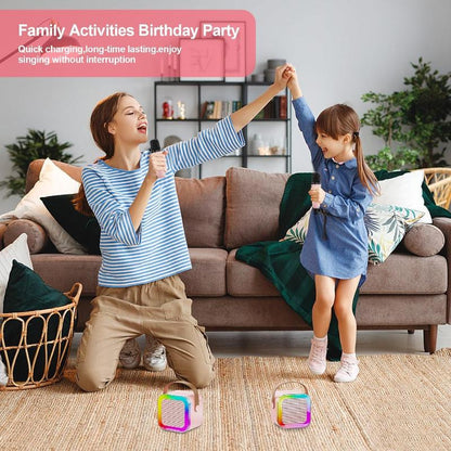 Rynx | Mini Karaoke Machine for Kids & Adults, Portable Bluetooth Speaker with Wireless Microphones and Fun Voice Change Features