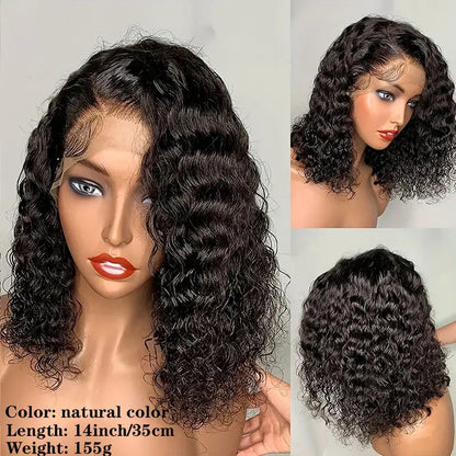 Rynx | Human Hair Front Lace Bobo Double Drawn Water Wave BOB Wig Overseas Trade Wig