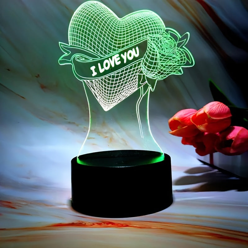 Rynx | HartLicht - 3D LED Illusion Lamp with Touch Control, 7 Colors & USB/Battery Power