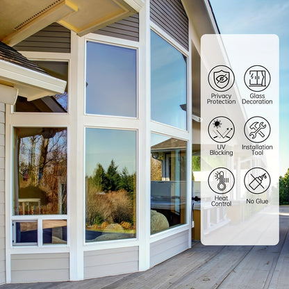 Rynx | Classic One Way Privacy Window Film - 3mil PVC, Peel and Stick Sun Blocking Reflective Mirror Film with Anti-UV - Daytime Privacy for Home and Office