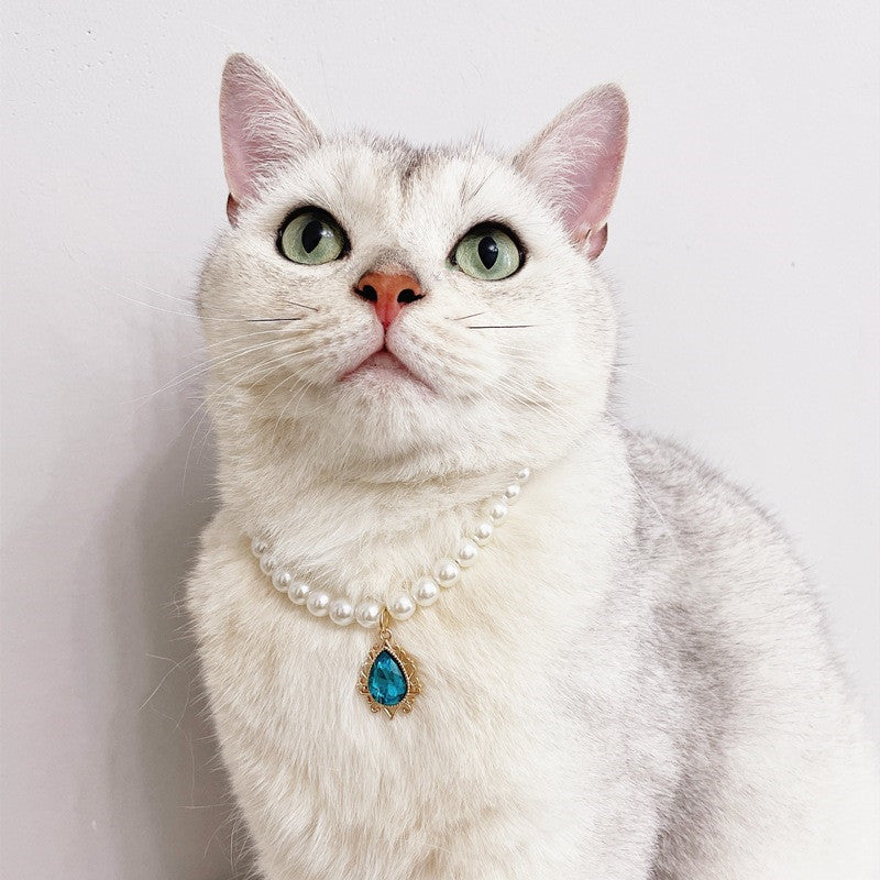 Rynx | Adjustable Pearl Pet Collar with Rhinestone Charm for Cats and Dogs
