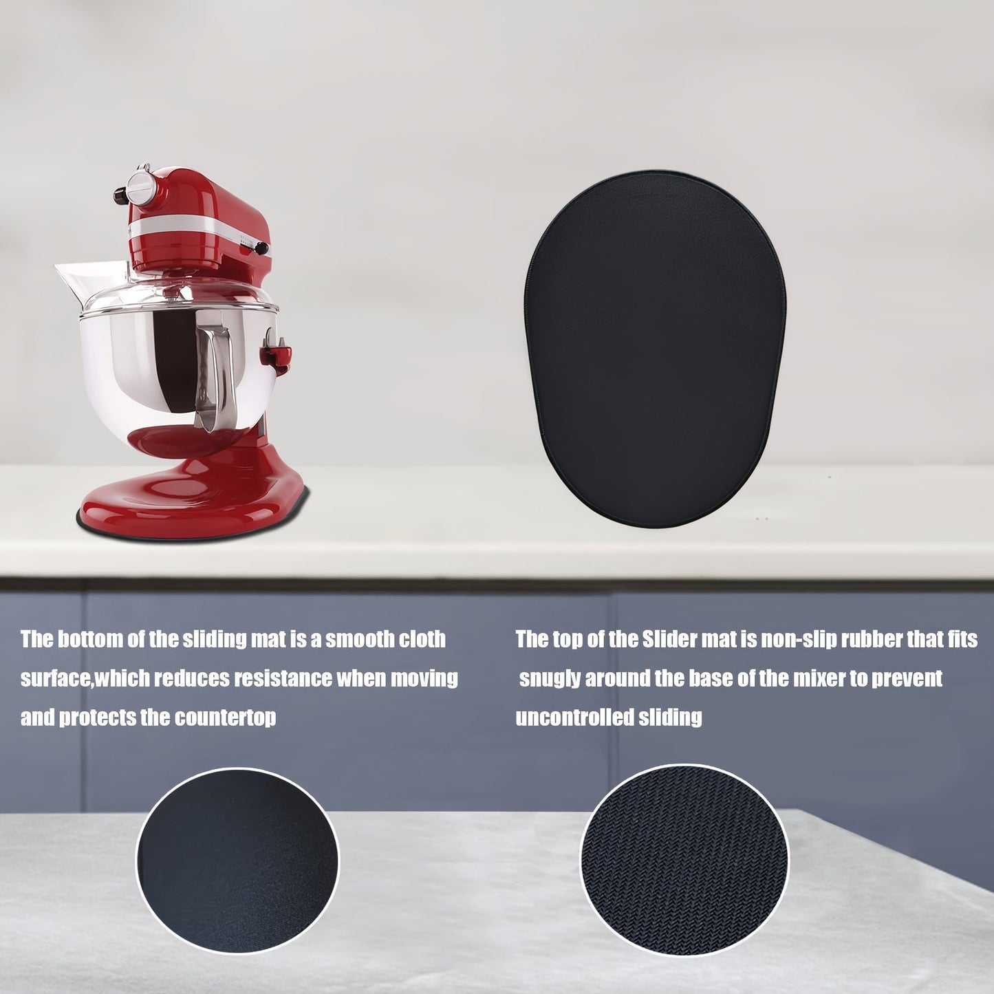 Rynx | Sliding Mat for KitchenAid Mixer – Mover Slider Pad for 5-8 Qt Bowl Lift Stand Mixer – Compatible with 4.5-5 Qt Tilt-Head Kitchen Mixers