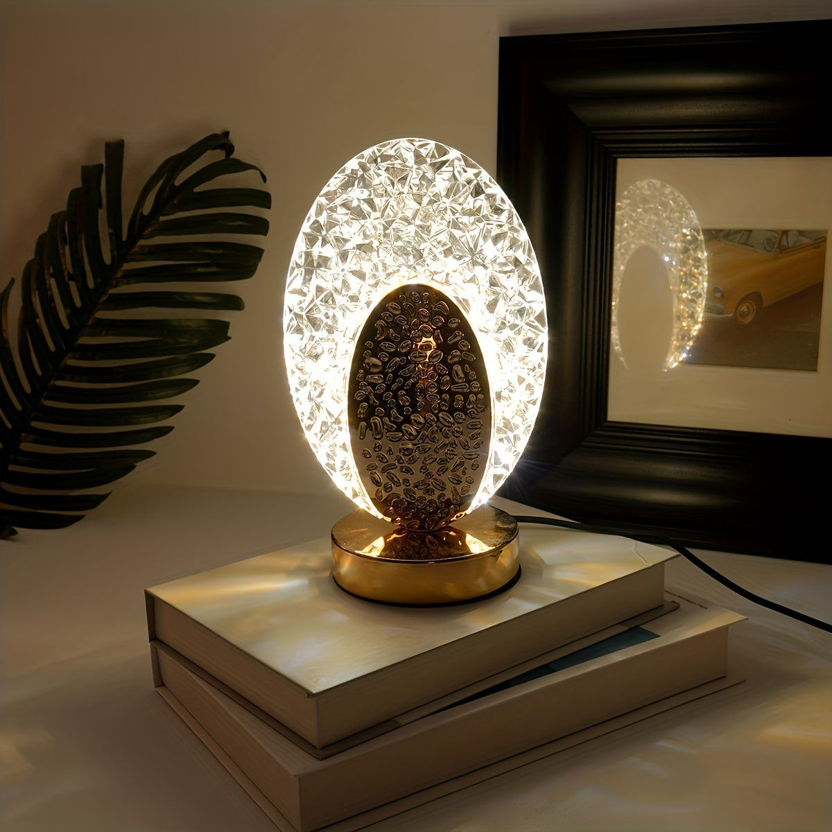Rynx | FeatherLamp - USB Touch Table Lamp with Peacock Feather Design, Infinite Dimmable LED Light