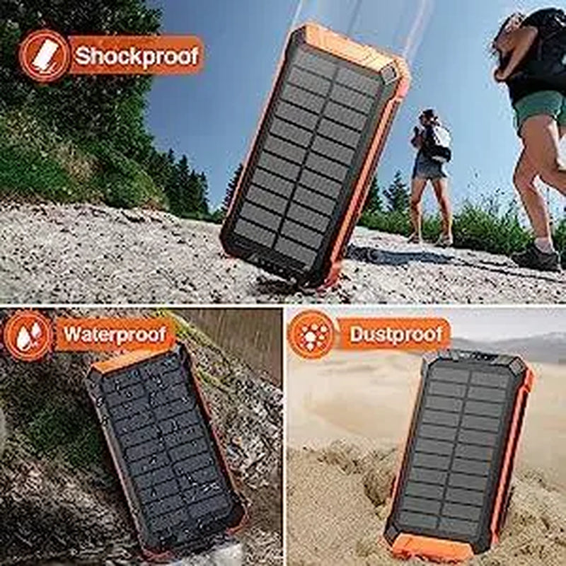 Rynx | ChargePro Solar Powerbank | Wireless Charger | 15W Fast Charging Function | 6 Outputs | Integrated Cables | Portable & Waterproof