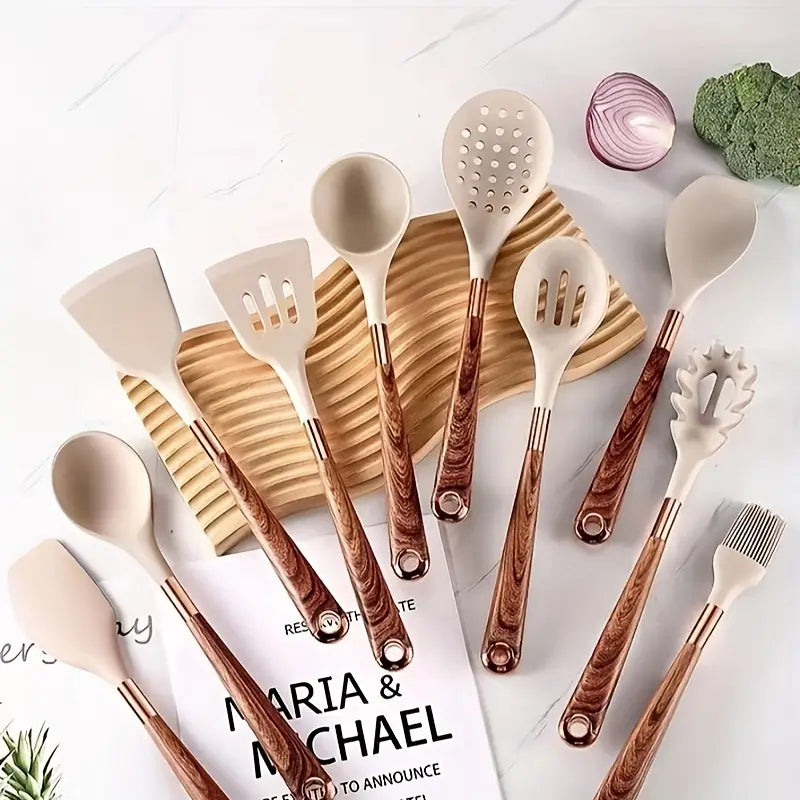 RYNX | Vitrux Silicone Kitchen Utensils Set (10 Pieces)