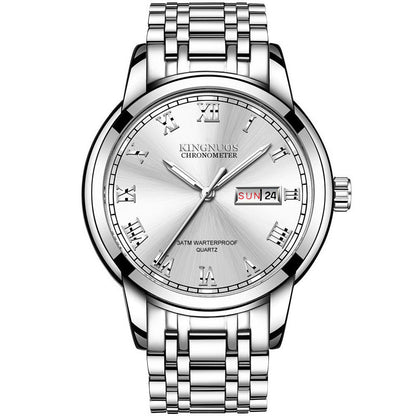 Rynx | Transnational Hot Double Calendar Steel Belt Watch Business Non-mechanical