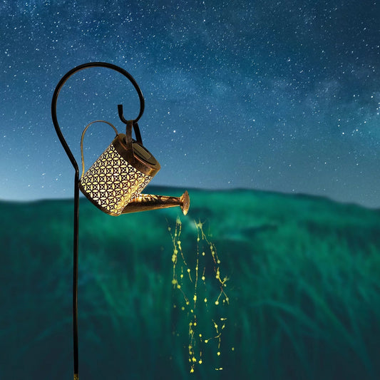 Rynx | Solar Waterfall Watering Can with Garden Lighting & Shepherd's Hook