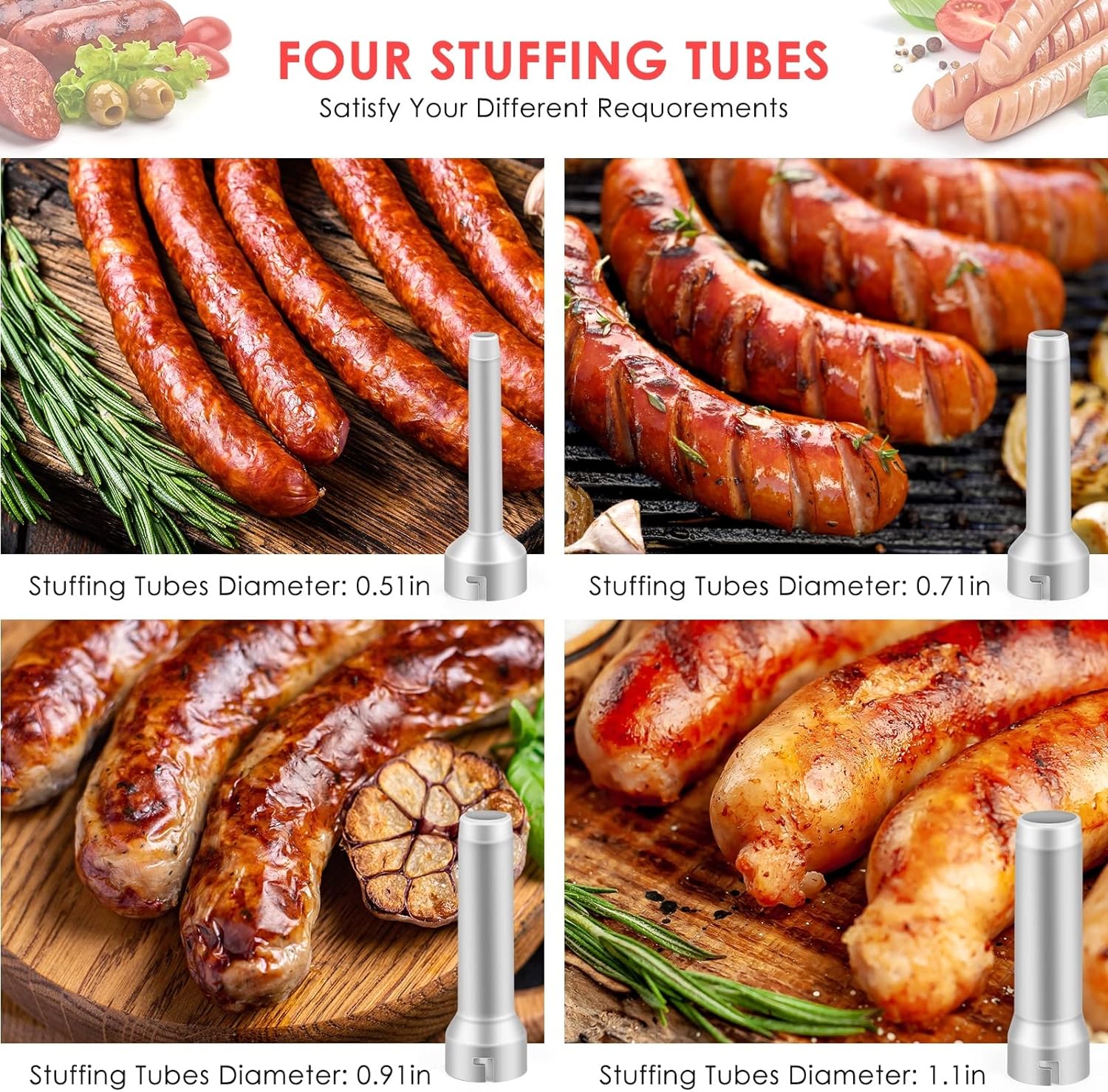 RYNX | 😍Sausage Stuffer With 4 Different Size Filling Tubes😍