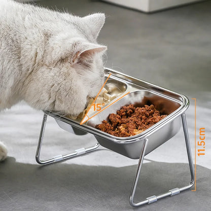 Rynx | Stainless Steel Elevated Cat Bowls - Non-Slip Pet Feeding Dish