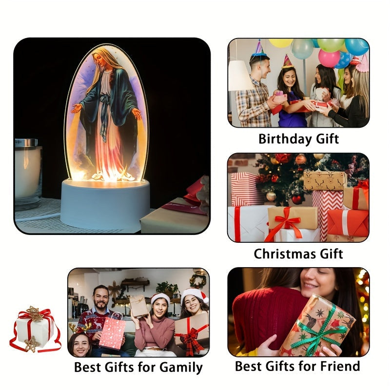 Rynx | SacredGlow - Virgin Mary Night Lamp with LED Acrylic Frame, USB Power