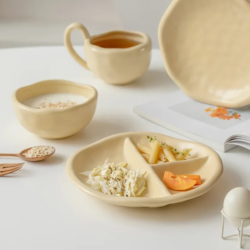 Rynx | 3-compartment ceramic portion control plate for healthy eating
