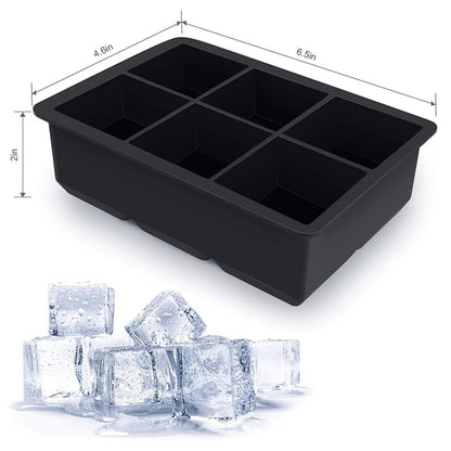 Rynx | 2 Pack Large Silicone Ice Cube Molds with Lid – 6 Cavity Flexible Ice Tray