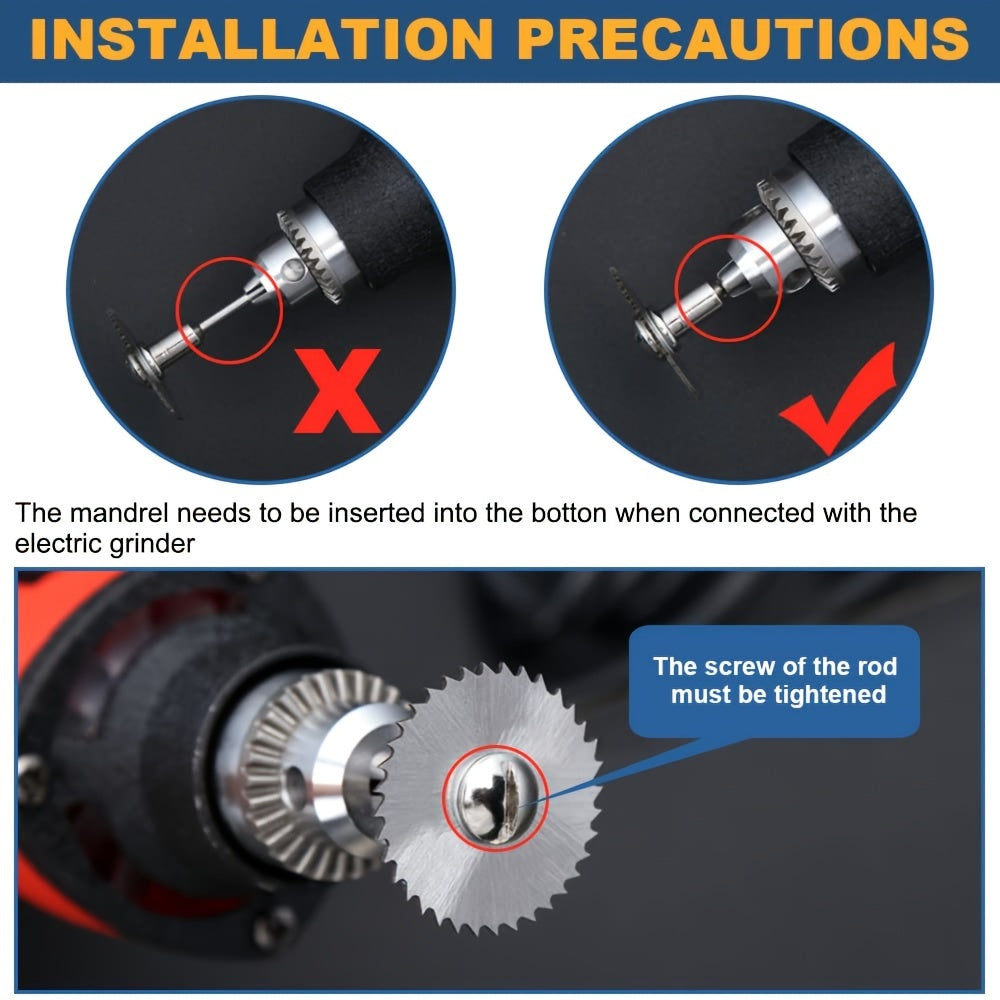 Rynx | 9pcs Cutting Wheel Set for Rotary Tools - HSS Saw Blades for Drills, Includes 6 Cutting Discs, 1/8" and 1/4" Round Shanks, Screwdriver for Wood, Plastic and Aluminum Cutting