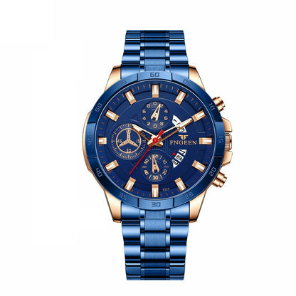 Rynx | Men's watch in stainless steel quartz classic business wristwatch for men - Blue