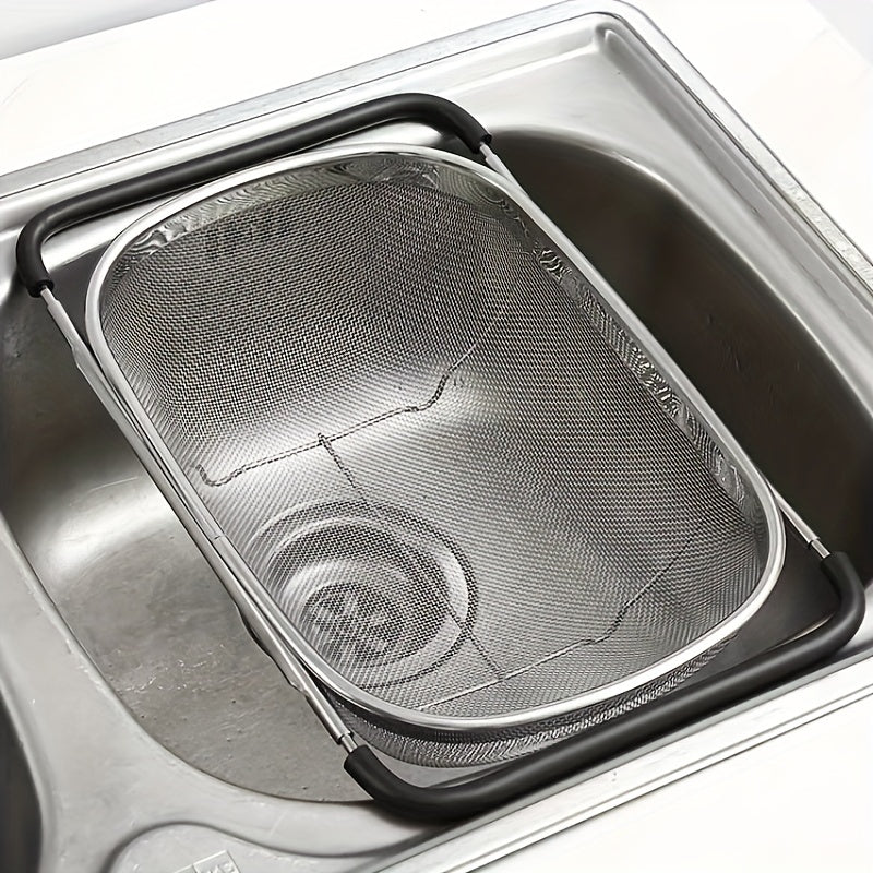 Rynx | Stainless Steel Sink Colander and Vegetable Washing Basket - Adjustable Strainer Rack for Fruits and Vegetables - Multifunctional Kitchen Gadgets and Accessories