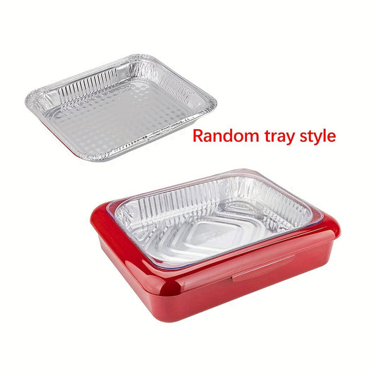 Rynx | Portable Casserole Tableware - Indoor and Outdoor Picnic Box for BBQ, Baked Rice, and Clay Pot Dishes - Fresh-Keeping Silver Foil Pan