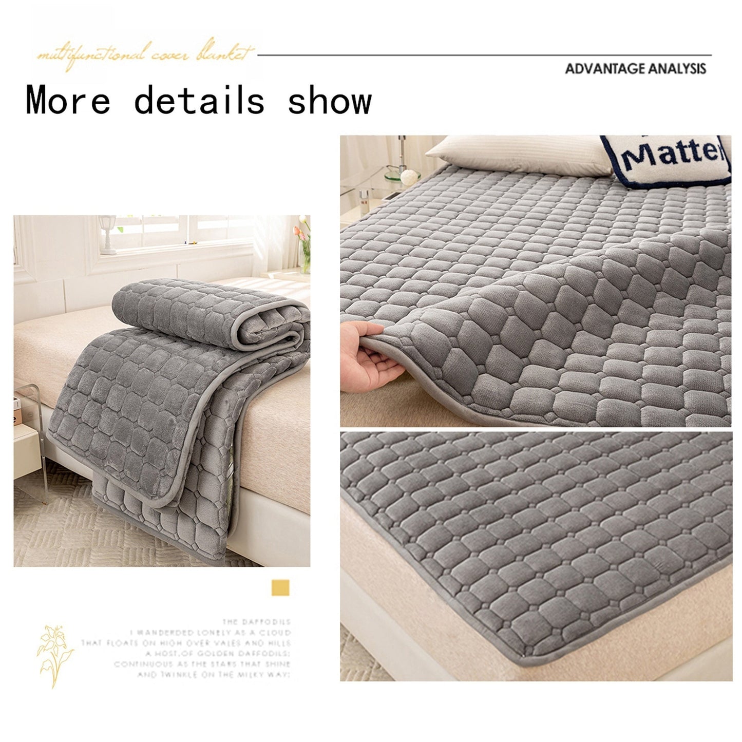 Rynx | Luxurious Solid Color Thick Milk Velvet Mattress Cover - Soft, Comfortable, Breathable Bedding Pad for Restful Sleep in Bedroom, Guest Room, Dorm, and Hotel