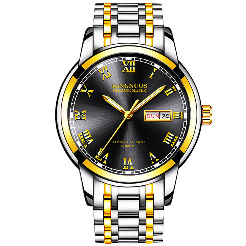Rynx | Transnational Hot Double Calendar Steel Belt Watch Business Non-mechanical