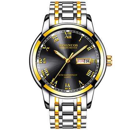 Rynx | Transnational Hot Double Calendar Steel Belt Watch Business Non-mechanical