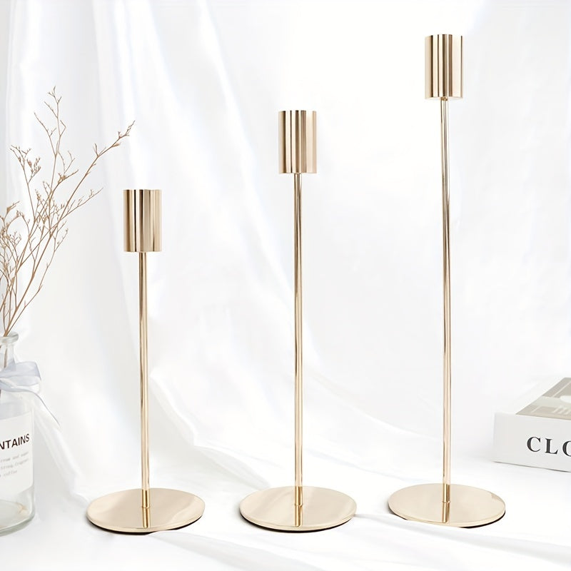 Rynx | ElegantGleam | 3-piece metal candle holder set for the table