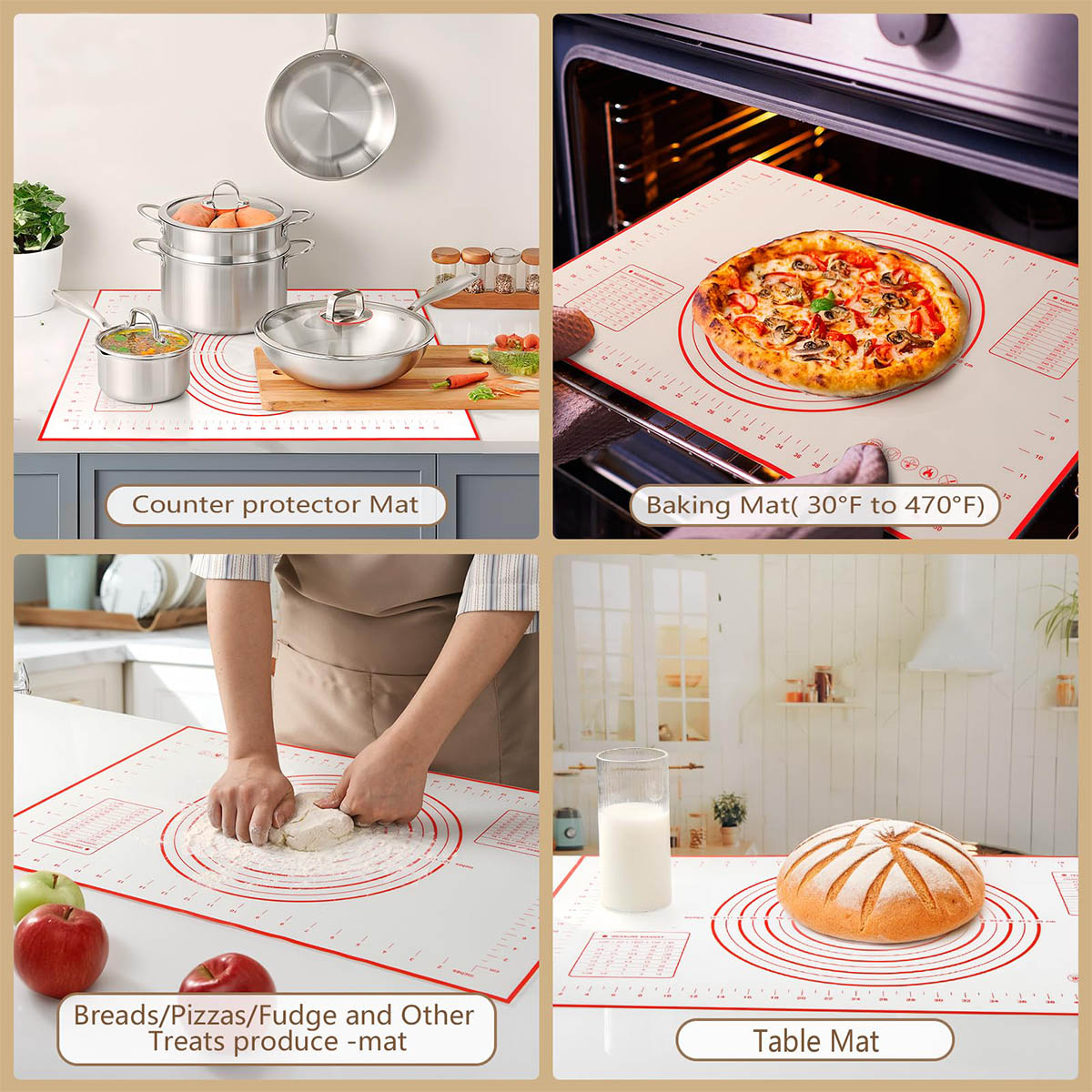 Rynx | Silicone Baking Mat with Dough Scraper Set