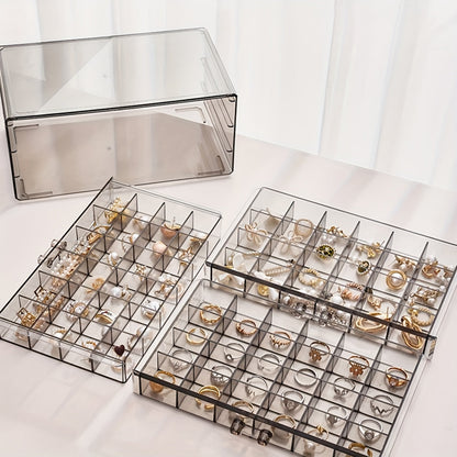 Rynx | 3-layer Large Jewelry Box – 72-compartment for Rings, Earrings, and Chains