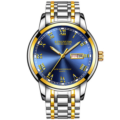 Rynx | Transnational Hot Double Calendar Steel Belt Watch Business Non-mechanical