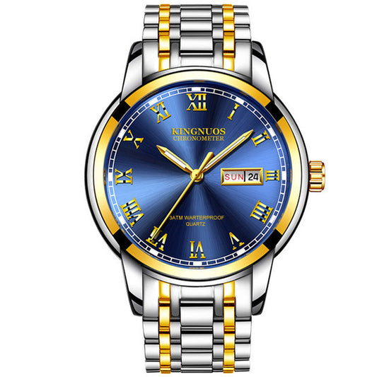 Rynx | Transnational Hot Double Calendar Steel Belt Watch Business Non-mechanical