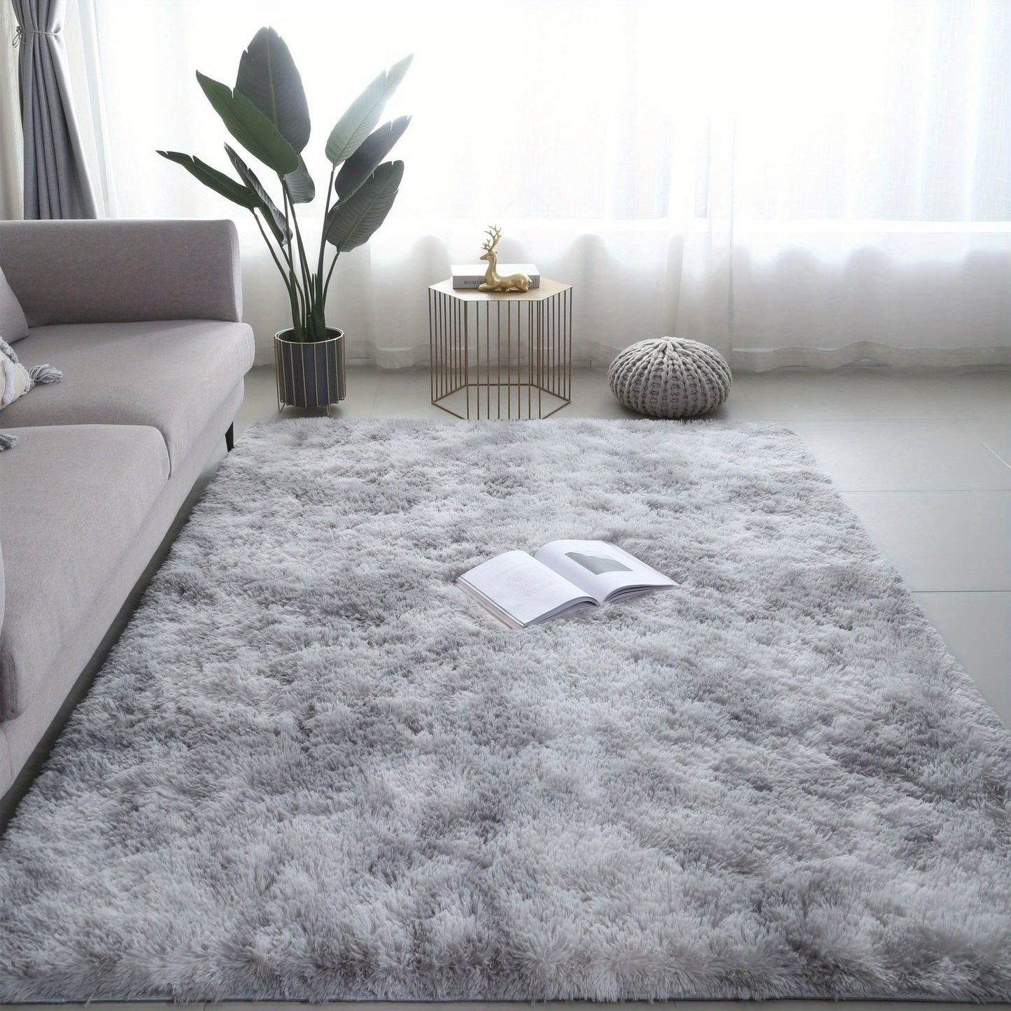 Rynx | 1pc Soft Plush Area Rug - Non-Slip Fuzzy Shaggy Bedside Carpet, Tie-Dyed Living Room Rug, Pet Friendly, Bedroom and Home Decor