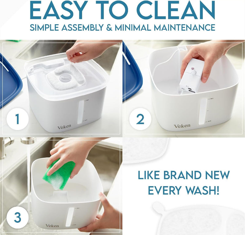 Rynx | 95oz Pet Water Fountain, Automatic Dispenser with Filters for Cats and Dogs