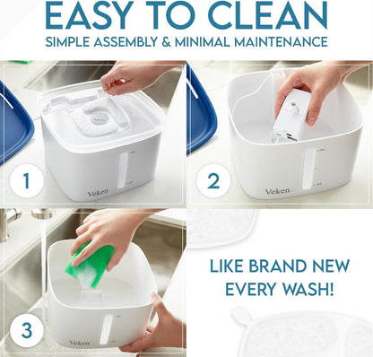 Rynx | 95oz Pet Water Fountain, Automatic Dispenser with Filters for Cats and Dogs