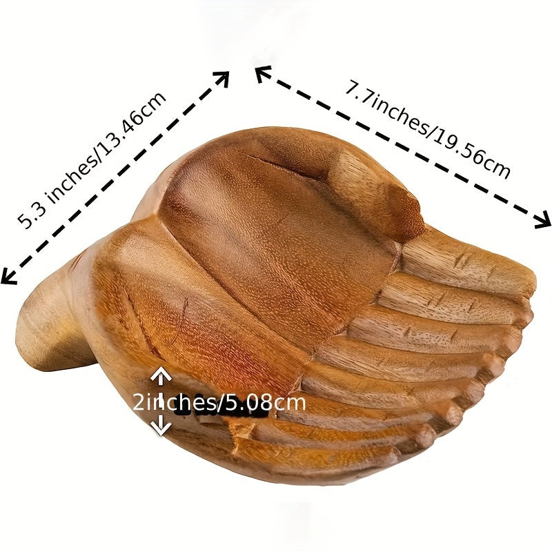 Rynx | HandServe-Presentation Bowl - Hand-Carved Wooden Hands for Crystal Display