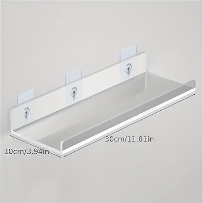 Rynx | Acrylic Shelf - Floating Hanging Shelf - Drill-Free Shower Shelf and Storage Shelf