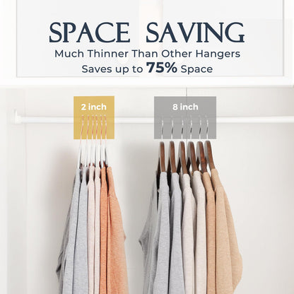 Rynx | 20/30/60 Pack Velvet Hangers - Premium Non-Slip Felt Hangers with Sturdy Black/White Finish - Heavy Duty Coat and Suit Hangers with Space-Saving 360° Rotating Rose Gold/Galvanized Metal Hook