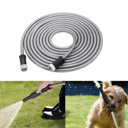 RYNX | 30m Garden Hose Stainless Steel Metal Super Tough & Flexible Water Hose